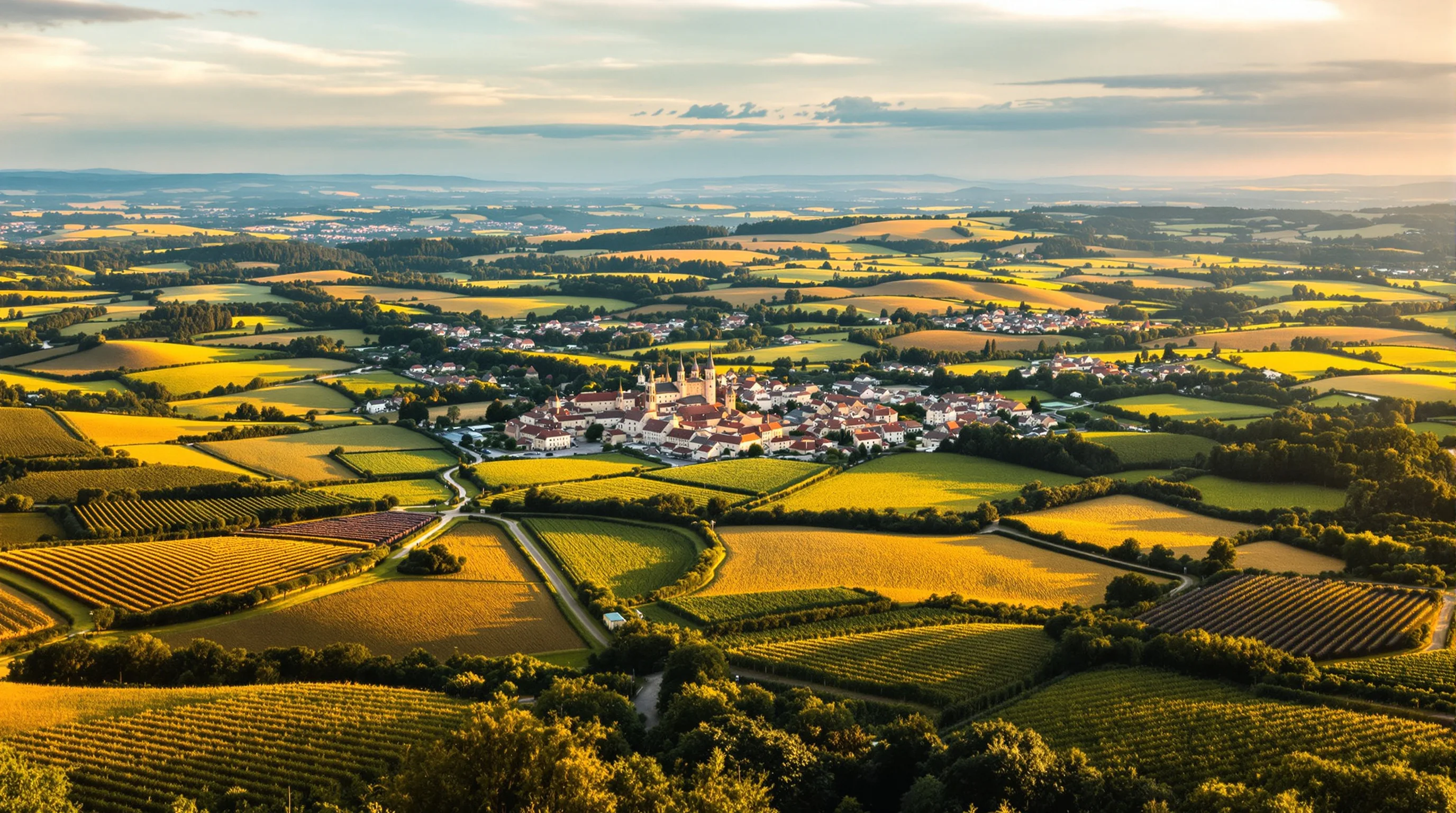 French vineyards and villages from above
