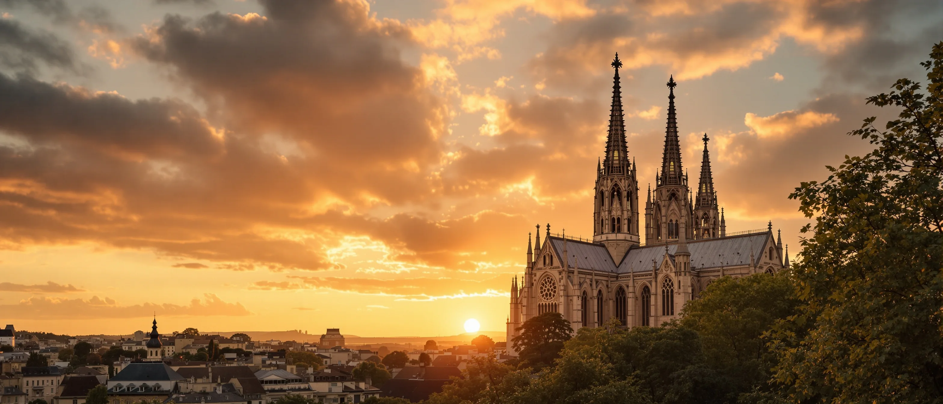 Cathédrale de Reims au coucher du soleil