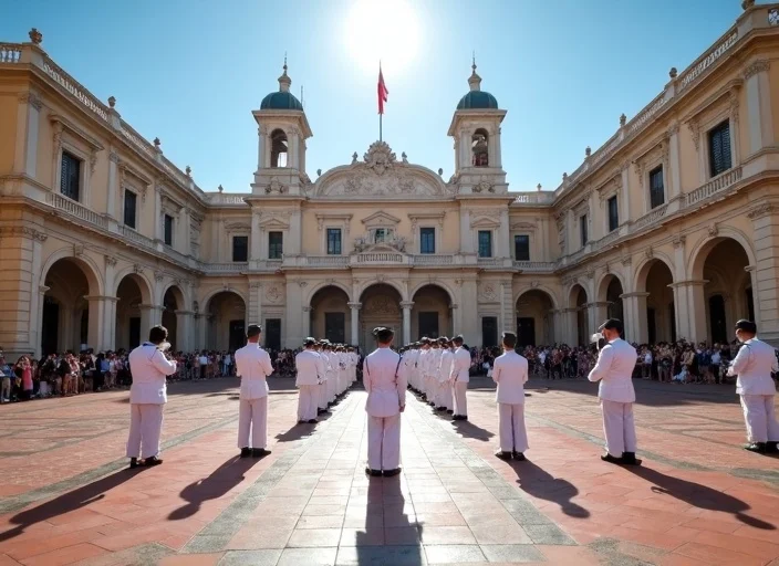 Relève de la garde devant le palais princier de Monaco