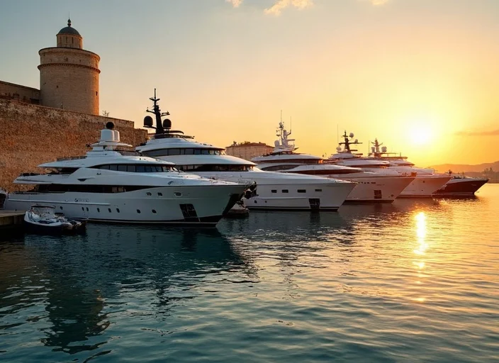 Port Vauban à Antibes au coucher du soleil