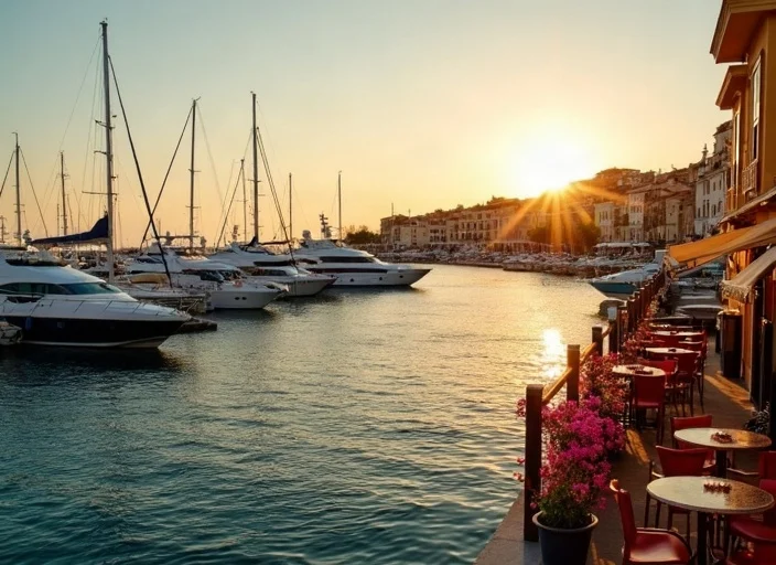 Port de Saint-Tropez à l’heure dorée